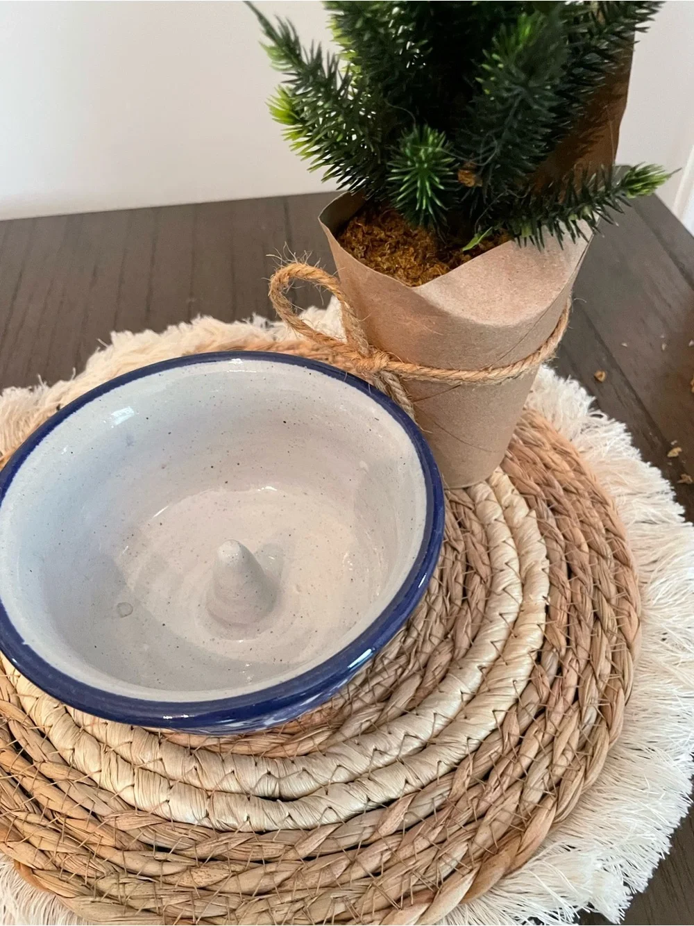 Vintage Blue and White Speckle Ceramic Bowl